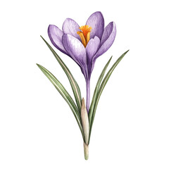 Naklejka premium watercolor of A Saffron Crocus Stem, vector, isolated on a white background.