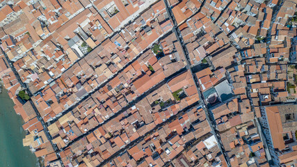 Aerial view over Cefalu, a beautiful town at coastline in Sicily, Italy