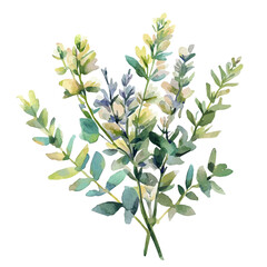 A Rue Bouquet, watercolor vector, isolated on a white background.