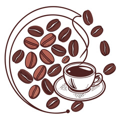 cup of coffee and beans