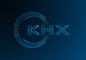 KHX low poly letter logo vector design. KHX lower poly logo design. Low poly logo.