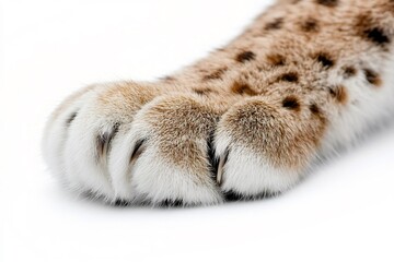 Isolated Siberian Lynx Paw Detail White Background