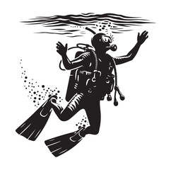 Obraz premium vector Scuba diving Silhouette Collection diving vector graphic