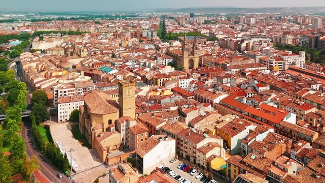 Aerial view of Logrono city in La Rioja, Spain
