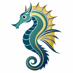vector illustration of a cartoon dragon, sea horse
