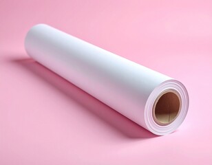 Large Roll of White Paper on Pink Background: Printing & Art Supplies