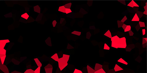 Dark red and black broken stained glass background with black lines. Voronoi diagram background. Seamless pattern with 3d shapes vector Vintage Illustration background. Geometric Retro tiles pattern