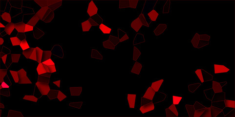 Dark red and black broken stained glass background with black lines. Voronoi diagram background. Seamless pattern with 3d shapes vector Vintage Illustration background. Geometric Retro tiles pattern