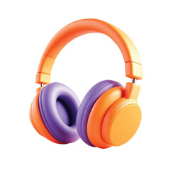 Orange purple stylized headphones audio sound