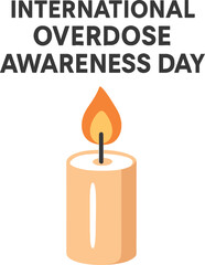 
International Overdose Awareness Day Vector Candle with Flame