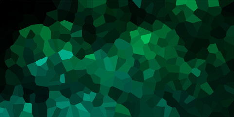 Dark green polygonal crystal Background. Hexagonal dark mosaic cement stone concrete tile wall texture background. Dark jade stone background with rock pattern, macro. Texture of abstract backdrop.