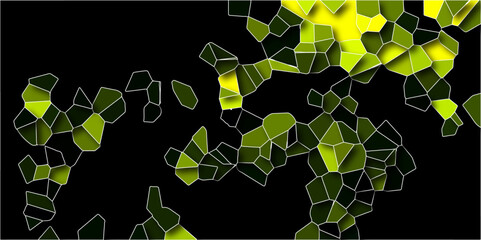 Abstract green background with arrows. Light Green vector low poly layout. Low poly crystal mosaic background. 3d Dark lemon broken stained glass. Voronoi diagram 3d shapes vector vintage background.