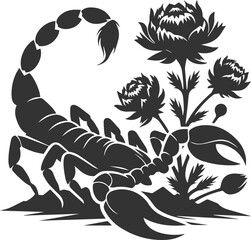 Vector illustration of a scorpion insect silhouette drawing
