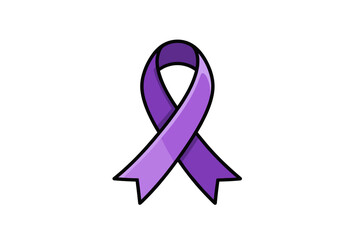 Purple Awareness Ribbon Illustration Symbolizing Support for Various Causes and Medical Conditions