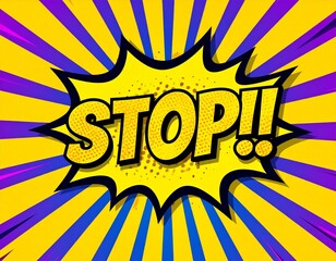 "STOP!" Comic Book Pop Art Explosion with Stars: Alert & Warning