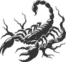 Vector illustration of a scorpion insect silhouette drawing