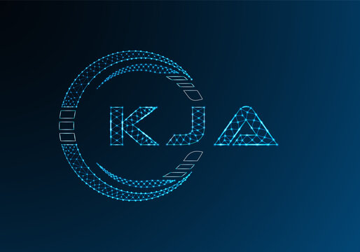 KJA low poly letter logo vector design. KJA lower poly logo design. Low poly logo.