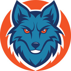 bold wolf head mascot logo on a white circle backg