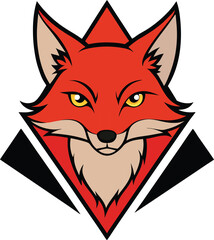 cunning fox head mascot logo on a white triangle b