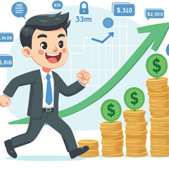 vector clipart image of businessman profit on white background