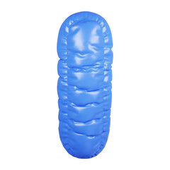 3D inflatable puffy letter I in shiny blue fabric isolated on white background