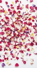 Colorful Mix of Scattered Flower Petals on White