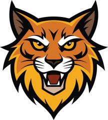 Fototapeta premium fierce bobcat head mascot logo on a white rectangl