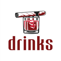 Elegant Whiskey and Cigar Emblem A Sophisticated Drink and Smoke Aesthetic for Lounges and High End Bars