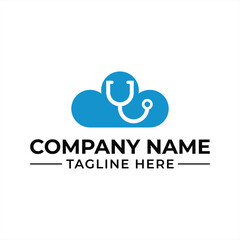 Cloud Health Medical Logo Design Idea Stethoscope Integrated for Healthcare Technology or Modern Clinic Branding Concept