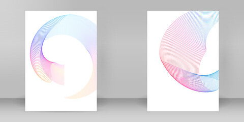 Easy editable vector spiral, wave lines. design brochure A4 format advertising, jpg new product...