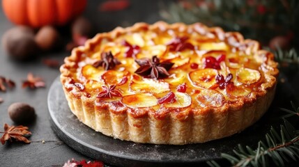 apple pie on a wooden table