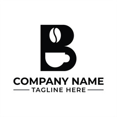 Elegant Coffee Company Logo Design with Letter B Incorporation Featuring Coffee Bean and Cup Imagery for Brand Identity