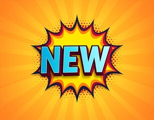 "NEW" Comic Book Pop Art Explosion on Yellow & Orange Burst Background
