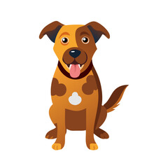Dog Vector Illustration in Sitting Pose.