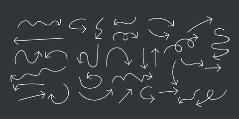 Versatile Hand-Drawn Doodle Arrows on a Chalkboard Background for Direction and Emphasis, Vector