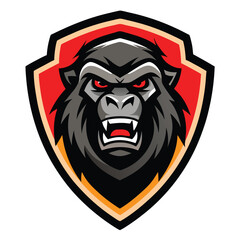 mighty gorilla head mascot logo on a white shield  (1)