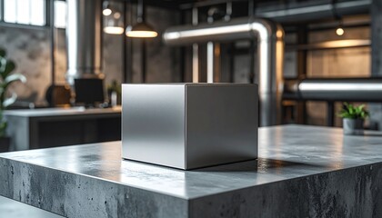 Modern Industrial Office Space with Metal Box Mockup