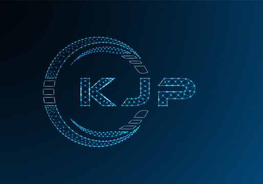 KJP low poly letter logo vector design. KJP lower poly logo design. Low poly logo.