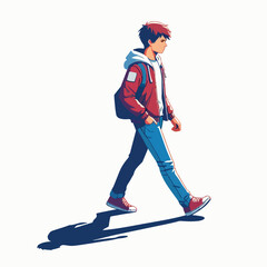 vector image of one person walking on a white background