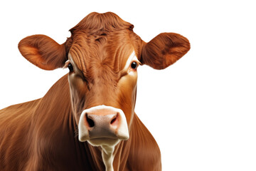 Brown cow head isolated, transparent background.