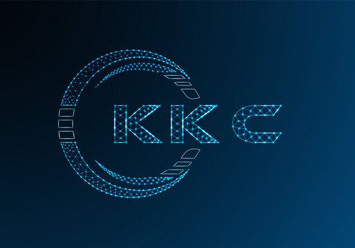 KKC low poly letter logo vector design. KKC lower poly logo design. Low poly logo.
