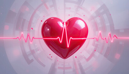 Healthy Heart Cardiology, Heartbeat, Cardiovascular Health, ECG, Medical Illustration