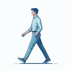 vector image of one person walking on a white background