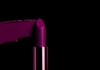 Vibrant Purple Lipstick Swatch on Black Background – Luxury Beauty Product Close-Up
