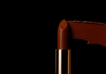 Elegant Brown Lipstick Swatch with Glossy Finish – Dark Beauty Product Photography