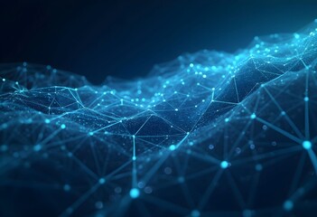 Abstract technology network background with glowing nodes and connections blue