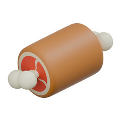3D Render of a Raw Meat Leg Icon