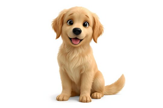 Cute cartoon golden retriever puppy