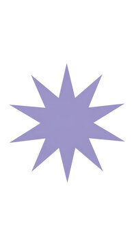 Minimalist purple starburst icon, ten-pointed geometric star shape, lavender celestial sparkle element, flat vector graphic for logo design