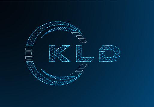 KLD low poly letter logo vector design. KLD lower poly logo design. Low poly logo.